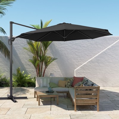 Sonkuki 11FT Offset Outdoor Patio Aluminum Cantilever Umbrella with Infinite Canopy Angle Adjustment