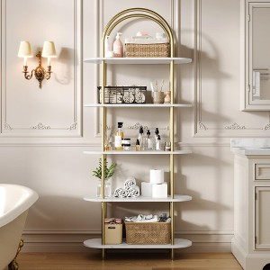 5 Tier Open Bookshelf Arched Display Racks Tall Bookshelf Freestanding Open Storage Shelf with Sturdy Metal Frame - 1 of 4