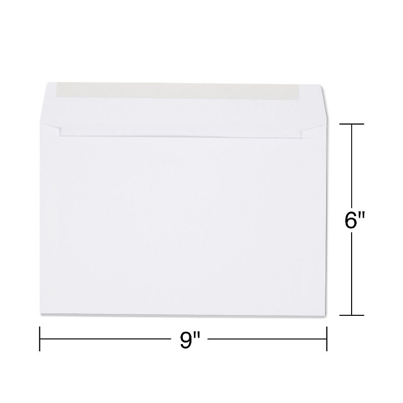 MyOfficeInnovations Gummed Flap Side-Opening Booklet Envelopes 6" x 9" White Wove 250/BX 472852, 3 of 5