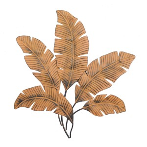 Metal Leaf Clutter Palm Wall Decor with Distressed Textured Brown - Olivia & May - 1 of 4