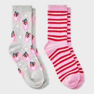 Kids' 2pk Christmas Cocoa Mug Ribbed Crew Socks- Cat & Jack™ - 1 of 3