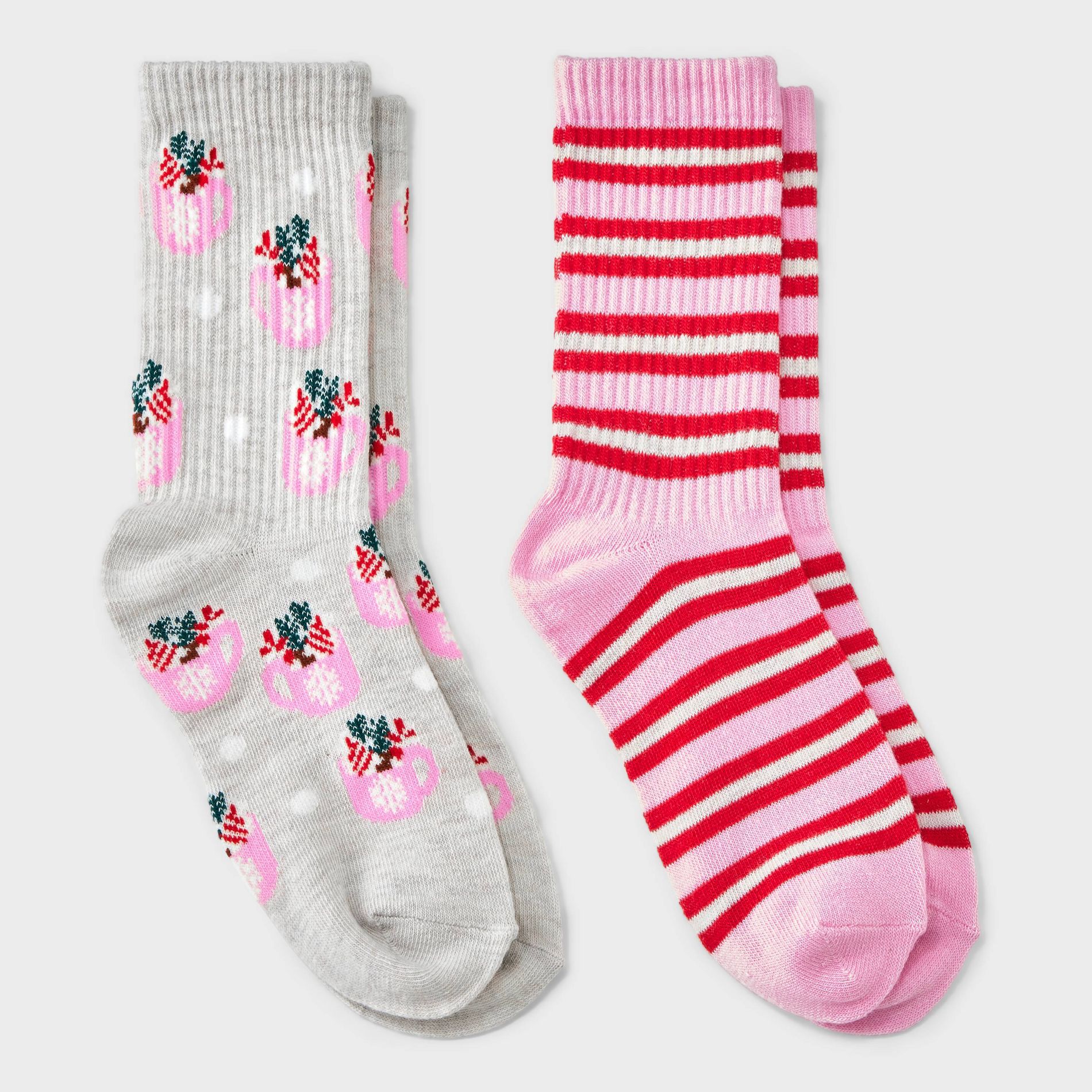 Kids' 2pk Christmas Cocoa Mug Ribbed Crew Socks- Cat & Jack™