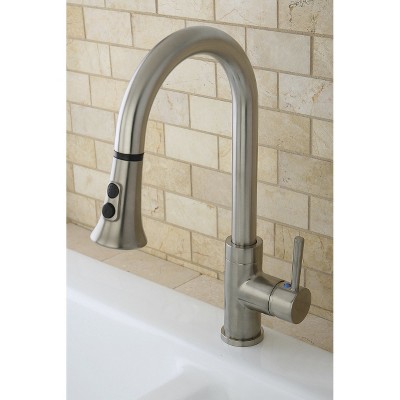 Gourmetier Single Handle Faucet with Pull Down Spout Satin Nickel - Kingston Brass