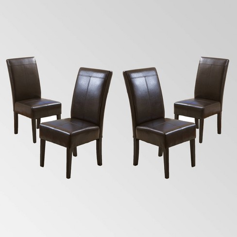 Set of 4 Pertica T stitch Dining Chairs Chocolate Brown Christopher Knight Home