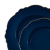 Smarty Had A Party Navy with Gold Rim Round Blossom Disposable Plastic Dinnerware Value Set (120 Dinner Plates and 120 Salad Plates) - 2 of 2