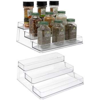 Sorbus 3 Tier Clear Spice Rack Step Shelf Organizer (2-Pack)