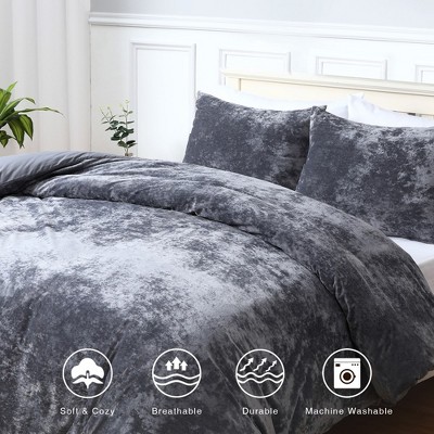Velvet Duvet Cover Set, 3 Piece Luxury Soft Velvet Bedding Duvet Cover