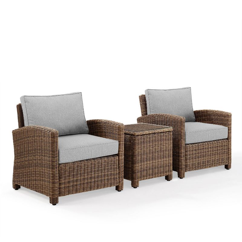 Bradenton 3pc Outdoor Wicker Arm Chairs with Side Table - Crosley, 1 of 11
