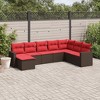 vidaXL 8 Piece Patio Sofa Set with Cushions - Brown and Red Without Table - 2 of 4