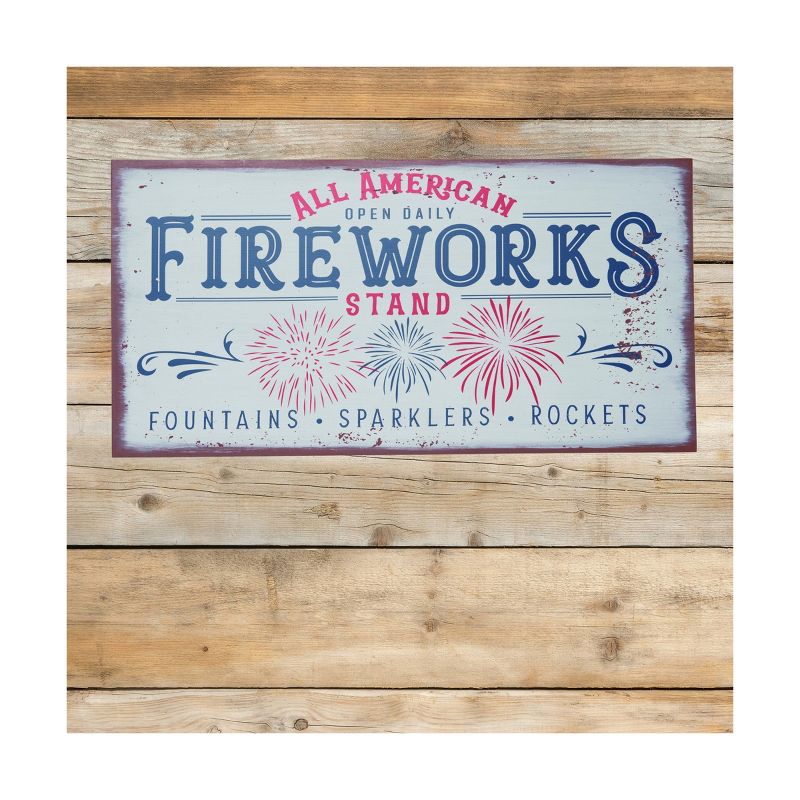 Transpac Wood 31.1 in. Multicolor Patriotic Rustic Fireworks Wall Decor, 4 of 5