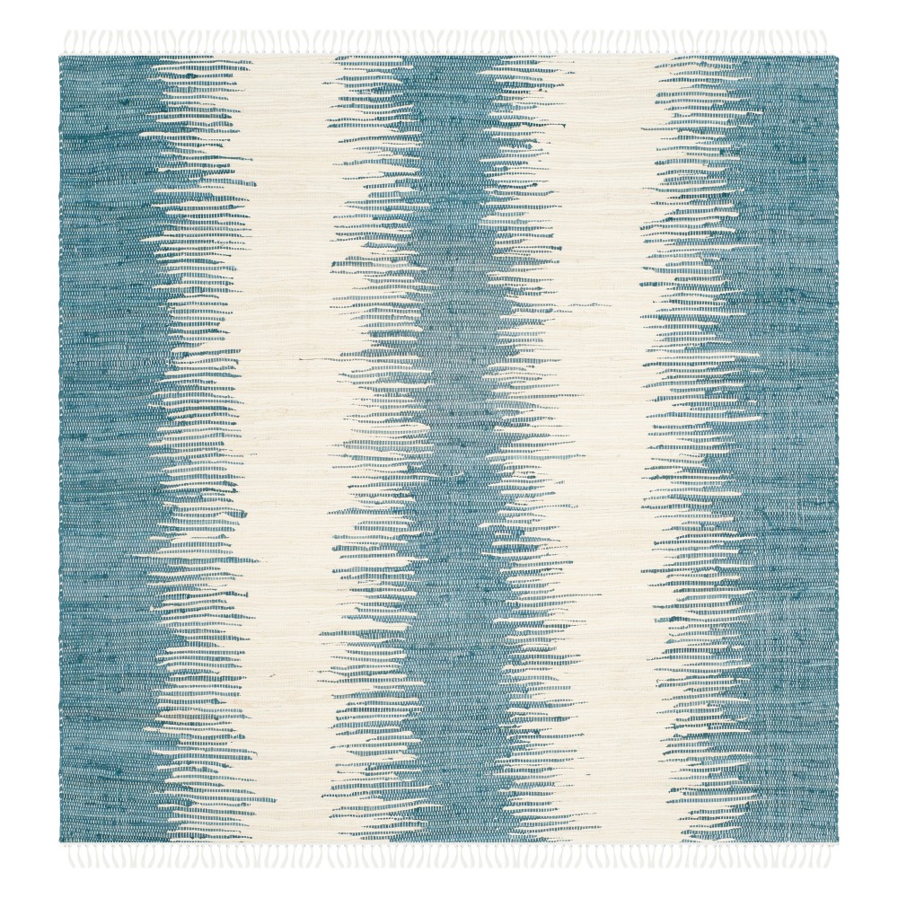 4'x4' Stripe Woven Square Area Rug Blue - Safavieh