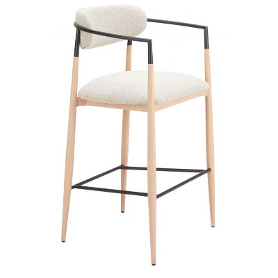 Equinox Barstool 42.1" H – Oyster Gray Fabric Seat with Faux Wood Steel Base by Zuo Modern