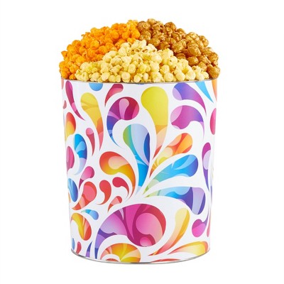 The Popcorn Factory Multicolor Rainbow Fusion 3 Flavor Popcorn Tin, 3.5 Gallons