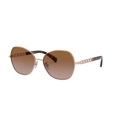 Coach HC7112 56mm Woman Irregular Sunglasses Brown Rose Gradient Lens
