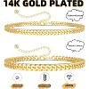 14K Gold/Silver Plated Stackable Chunky Cuban Link Chain Anklet Bracelet Set Non Tarnish - 2 of 4