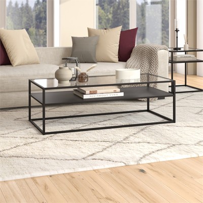 Ada 54'' Wide Blackened Bronze Rectangular Metal & Glass Coffee Table