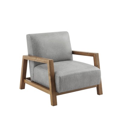 Easton Sustainably Sourced Gray Faux Leather Accent Chair