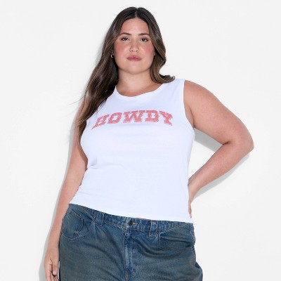 Women's Howdy Graphic Tank Top - White