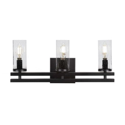Toltec Lighting Belmont 3 - Light Vanity in  Matte Black with 2.5" Clear Bubble Shade