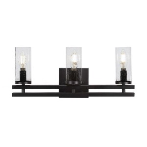 Toltec Lighting Belmont 3 - Light Vanity in  Matte Black with 2.5" Clear Bubble Shade - 1 of 1