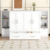 Streamdale Queen Size Murphy Bed with Shelves, Drawers and USB Ports,White - 3 of 4