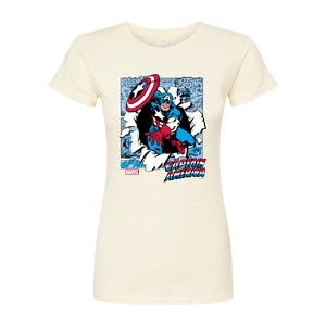 Women's - Marvel - Captain America Comic Book Panels Fitted Graphic T-Shirt - 1 of 2