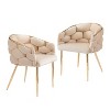 Ridstar Upholstered Handmade Velvet Accent Chair & Armchair Set Of 2 With Gold Legs For Reading, Living Room-Beige - 4 of 4