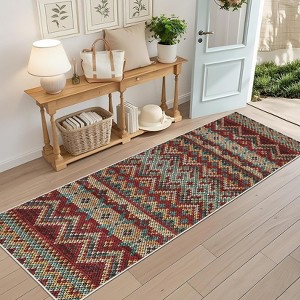 Washable Rug Vintage Geometric Living Room Rug with Non Slip TPR Backing, Soft Non Shedding Indoor Carpet - 1 of 4