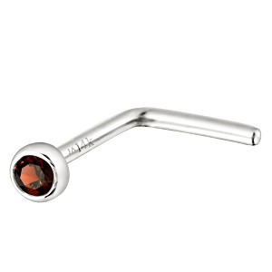 Jewelry Avalanche 22G 14K Gold Bezel-set Garnet L-shape Nose Stud - 1 of 1