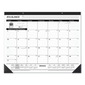 Ruled Desk Pad, 24 x 19, White Sheets, Black Binding, Black Corners, 12-Month (Jan to Dec): 2026 - 1 of 4