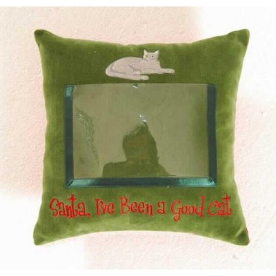 C&F Home 10" x 10" Santa/Good Cat Velvet Picture Pillow