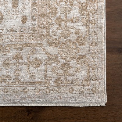 Handmade Taupe Synthetic Medallion Fringe Area Rug, 4' x 6'