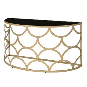 54" Altus Accent Table Gold Finish - Acme Furniture: Half Moon Design, No Assembly, Metal & Tempered Glass - 1 of 4