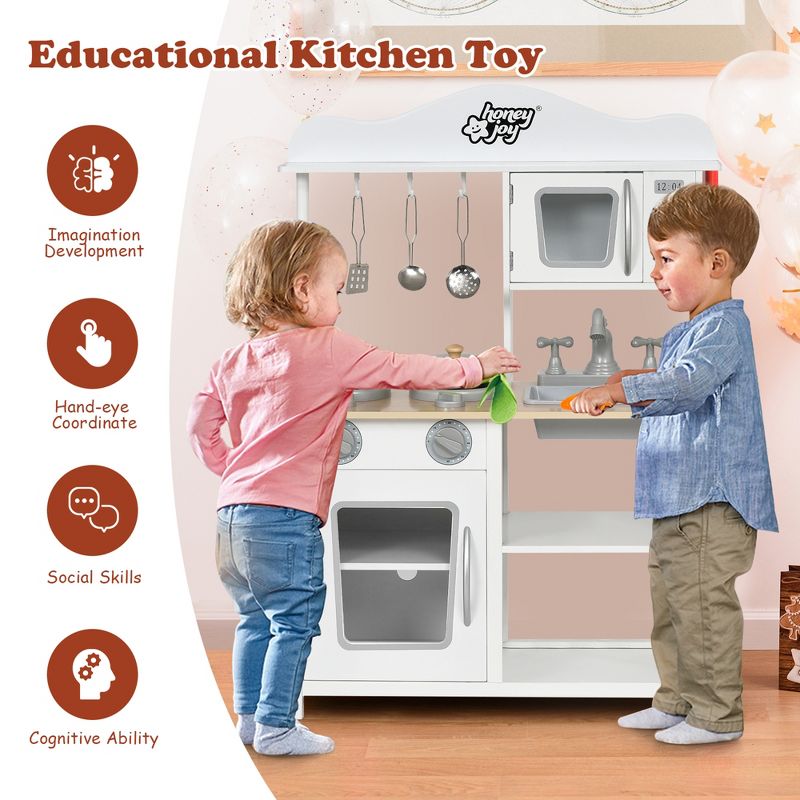 Costway Wooden Pretend Play Kitchen Set for Kids Toddlers w/ Accessories & Sink, 5 of 11