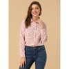 Allegra K Women's Point Collar Long Button Sleeve Button Down Floral Shirt - 3 of 4