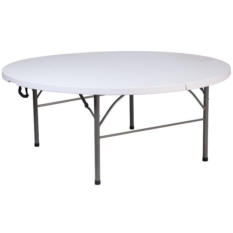 Flash Furniture 5.89-Foot Round Bi-Fold Granite White Plastic Banquet and Event Folding Table with Carrying Handle, 1 of 12