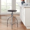 Elm Lane Talor Silver Metal Swivel Bar Stool 29 1/4" High Industrial Adjustable Black Wood Seat with Footrest for Kitchen Counter Height Island Home - 2 of 4