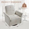 Swivel Accent Chair with Wood Base, Modern Linen Barrel Armchair, 360° Lounge Chair for Living Room Bedroom-3irtyhousy - 4 of 4