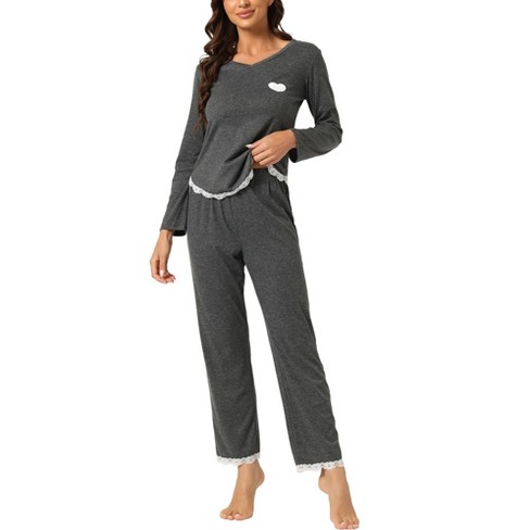 Women's Beautifully Soft Long Sleeve Notch Collar Top and Pants Pajama Set  - Stars Above™ Heathered Gray L