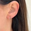 14K Gold Plated Triple Huggie Illusion Stud Earrings | Double Huggie Hoop Earrings for One Hole | Gold Hoop Earrings for Women - 2 of 4
