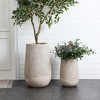LuxenHome 27" H Concrete Tall Planter Large Outdoor Indoor Decorative Plant Pot Distressed Wood Pattern Planter Pot for Home Garden Patio Brown - 4 of 4