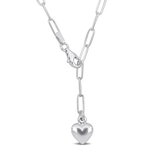 EVERLY JEWELRY | Sterling Silver 3mm Oval Link Necklace Heart Charm, 16-inch - 1 of 4