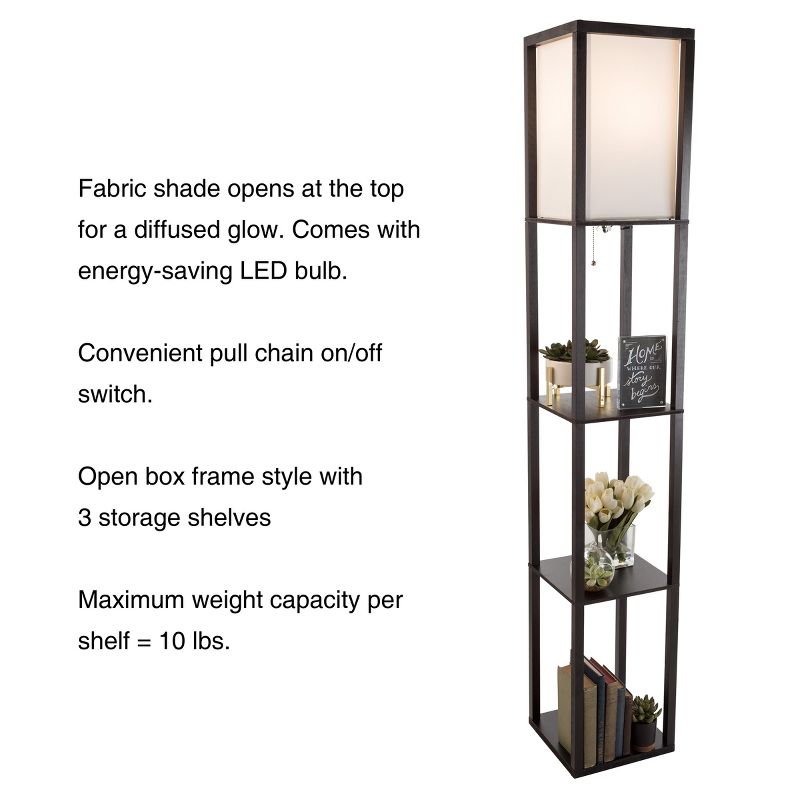 Hasting Home Etagere LED Floor Lamp with 3 Tiers of Storage Shelving, 4 of 8