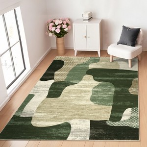 Area Rug Modern Abstract Rugs for Living Room Geometric Non-Slip Backing Low Pile Floor Carpet - 1 of 4