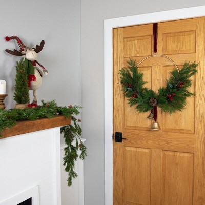 28" Green and Red Artificial Christmas Wreath with Bells