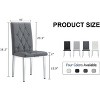 CAVINAS Set of 4 Modern Black PU Dining Chairs with Grid Quilting and Silver Metal Legs, Armless Dining Chairs for Kitchen, Dining Room - 4 of 4