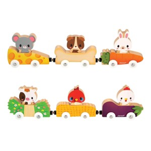 Janod Mix & Match Magnetic Animal Cars - Set of 6 - 1 of 4