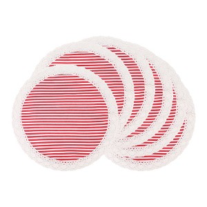 REGALWOVEN Rustic Placemats Set of 6  Placemats for Dining Table Decor Indoor Outdoor Washable Kitchen Table Mat with Lace Trim - 1 of 4