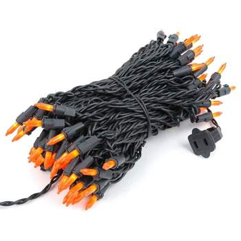 Novelty Lights Amber/Orange 100 Light Incandescent Mini Christmas String Lights Black Wire 50 Feet