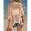 Womens Short Sleeve Cardigan Beach Cover Up Hollow-Out Sweater Cardigan Batswing Sleeve Cover Up Lightweight Cardigan - 2 of 4